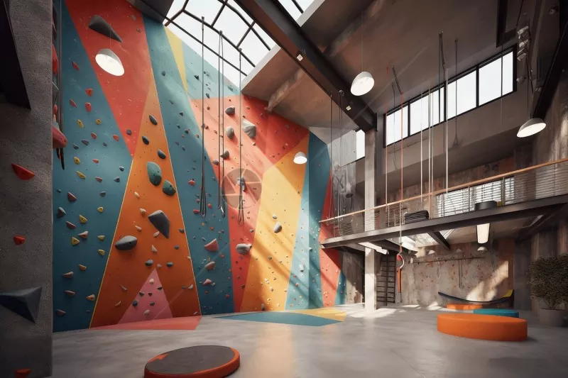 Palestra d'arrampicata interna strutturata in acciaio
